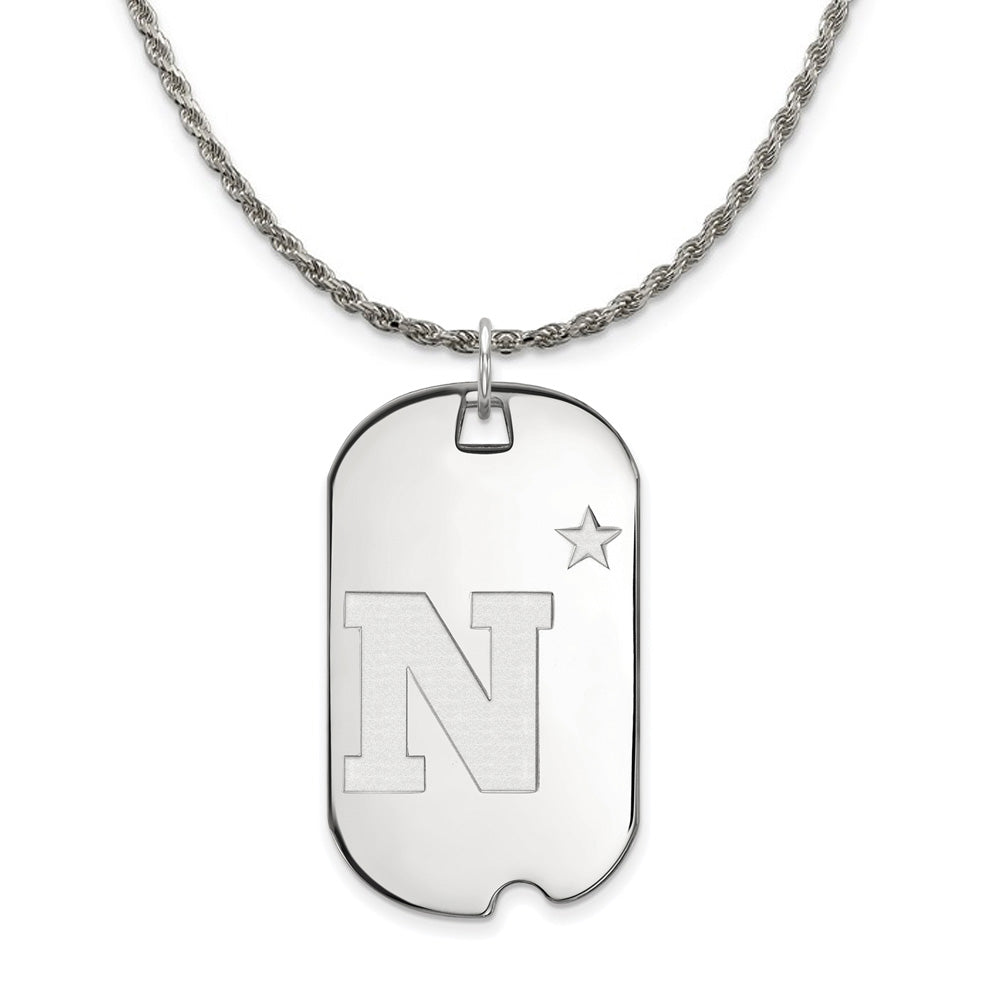 Sterling Silver U.S. Naval Academy Midshipmen Large Dog Tag Necklace, Item N18626 by The Black Bow Jewelry Co.