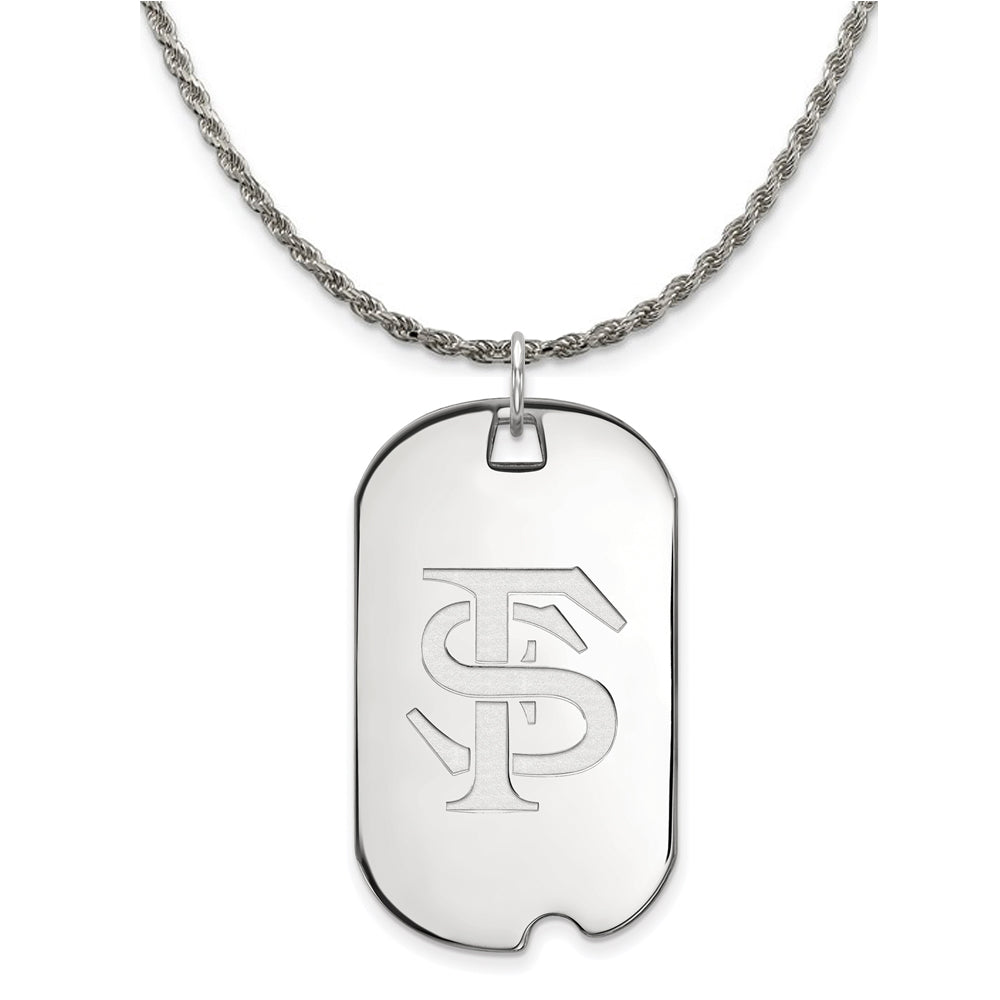 Sterling Silver Florida State Large Dog Tag Pendant Necklace, Item N18801 by The Black Bow Jewelry Co.