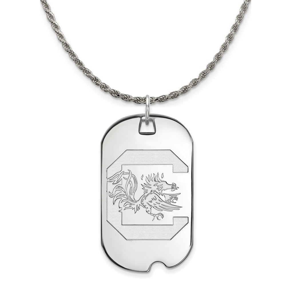 Sterling Silver South Carolina Large Dog Tag Necklace, Item N18823 by The Black Bow Jewelry Co.