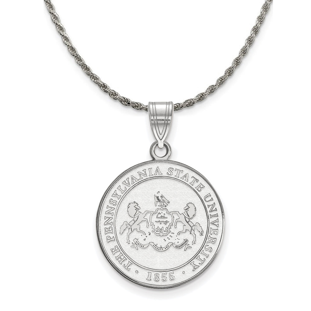 Sterling Silver Penn State Large Crest Pendant Necklace, Item N18909 by The Black Bow Jewelry Co.