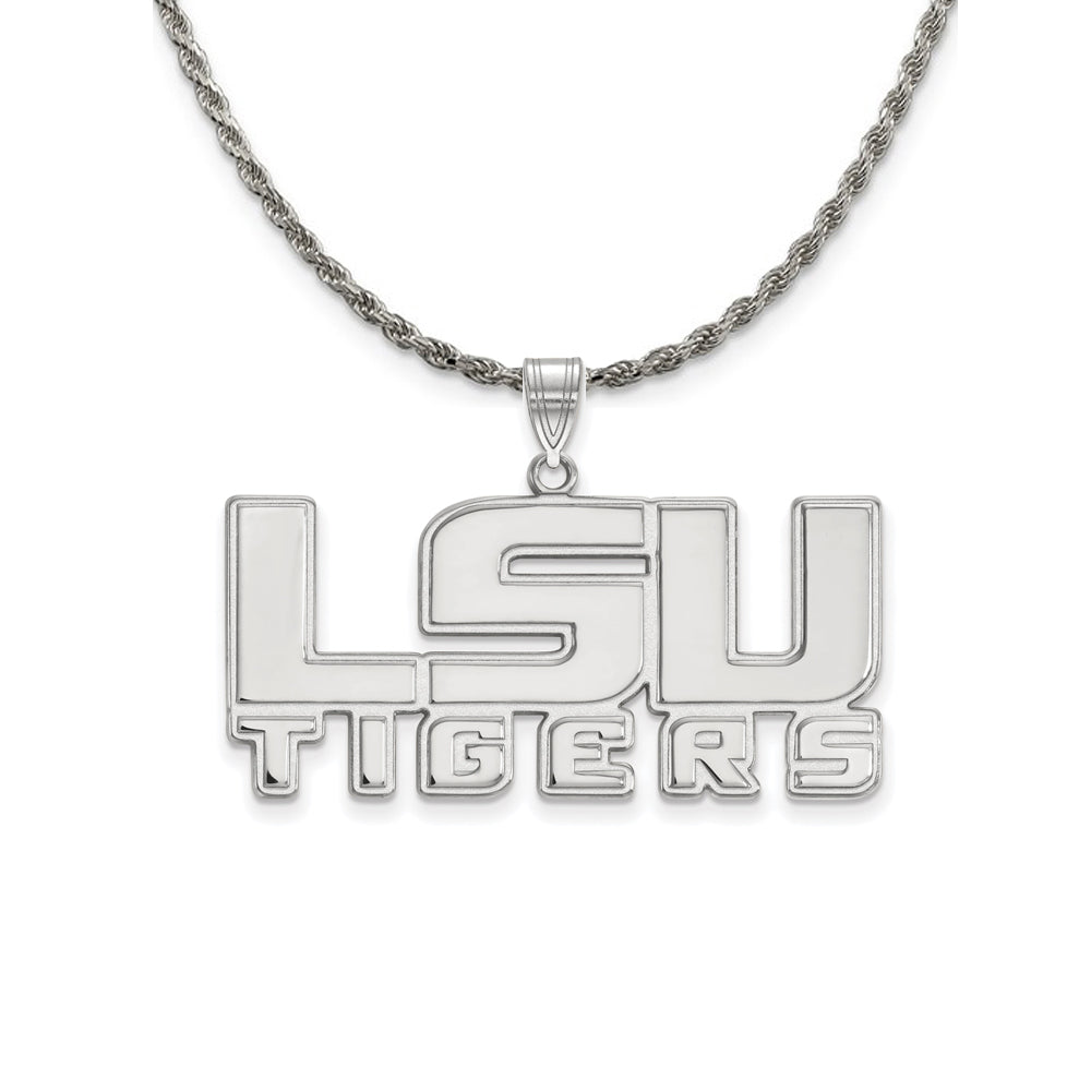Sterling Silver Louisiana State Lg 'LSU TIGERS' Necklace - The Black Bow  Jewelry Company