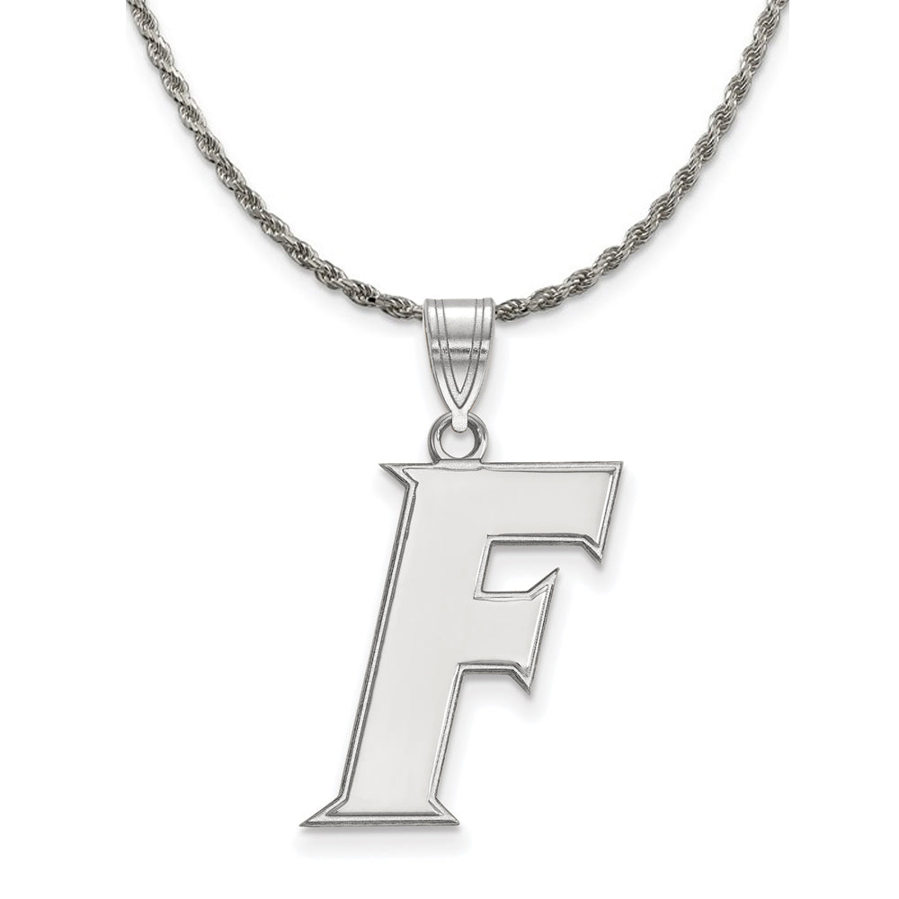 Sterling Silver U. of Florida Large Initial F Necklace, Item N18970 by The Black Bow Jewelry Co.