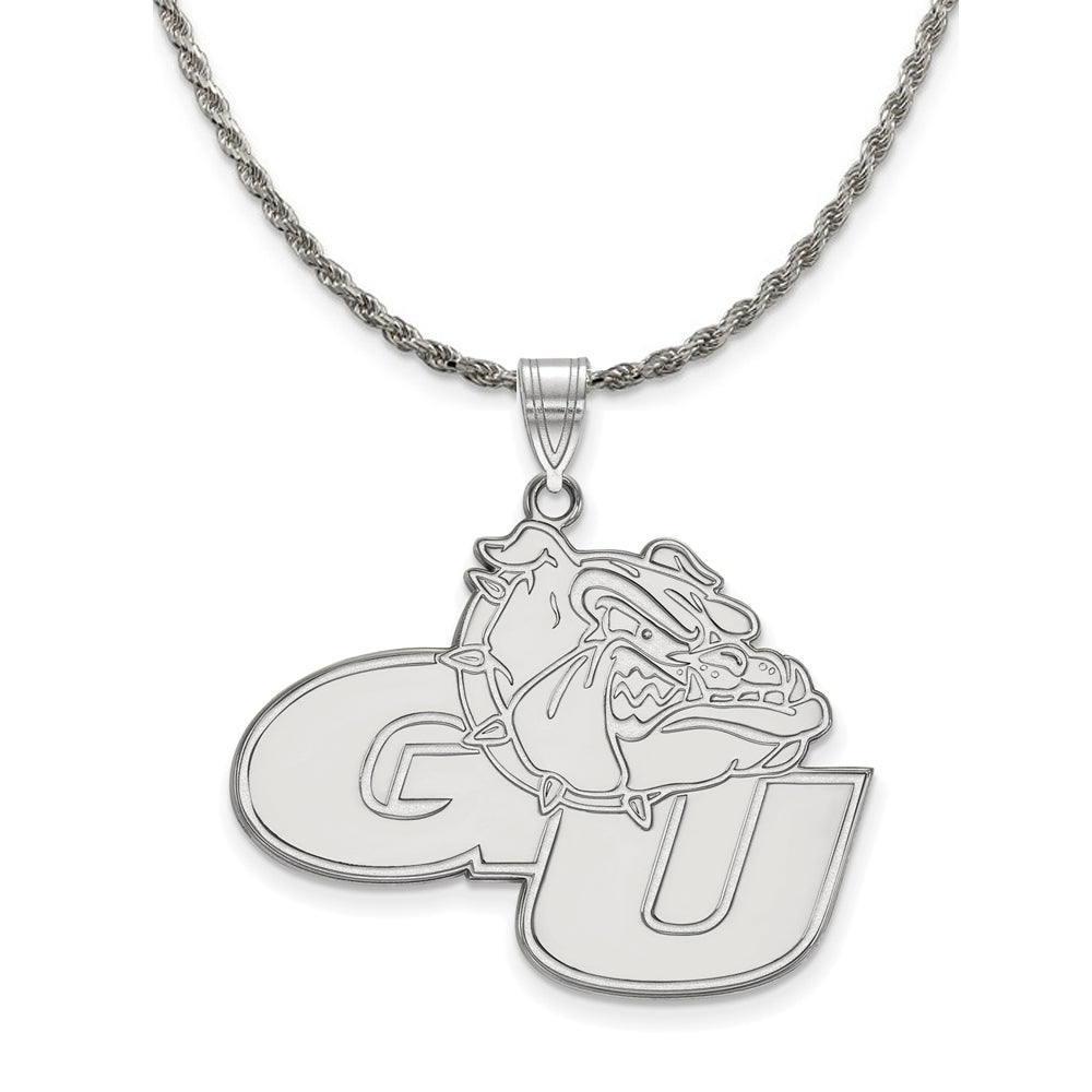 Sterling Silver Gonzaga U XL Pendant Necklace, Item N19236 by The Black Bow Jewelry Co.