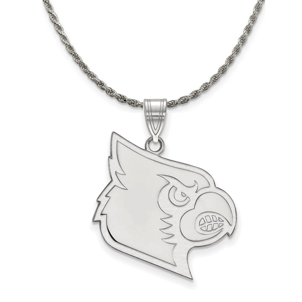 Sterling Silver U. of Louisville Small Pendant Necklace - 24 Inch 