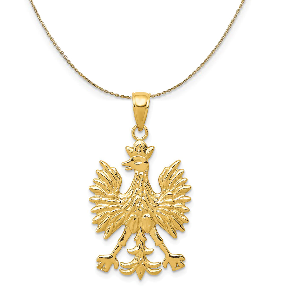 14k Yellow Gold Polish Eagle Necklace, Item N19505 by The Black Bow Jewelry Co.