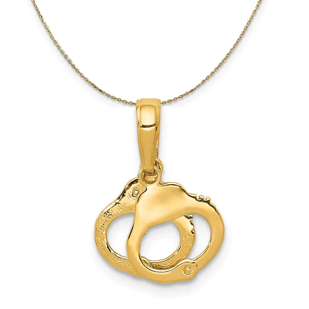 14k Yellow Gold Mini Handcuffs Necklace, Item N19529 by The Black Bow Jewelry Co.