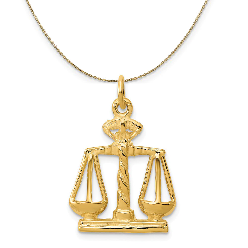 14k Yellow Gold Textured Scales of Justice Necklace, Item N19592 by The Black Bow Jewelry Co.