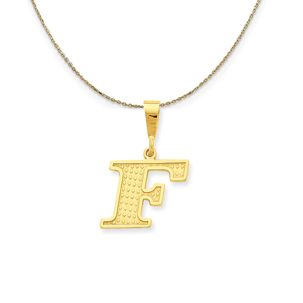 14k Yellow Gold, Ashley, Initial F Necklace, Item N19599 by The Black Bow Jewelry Co.