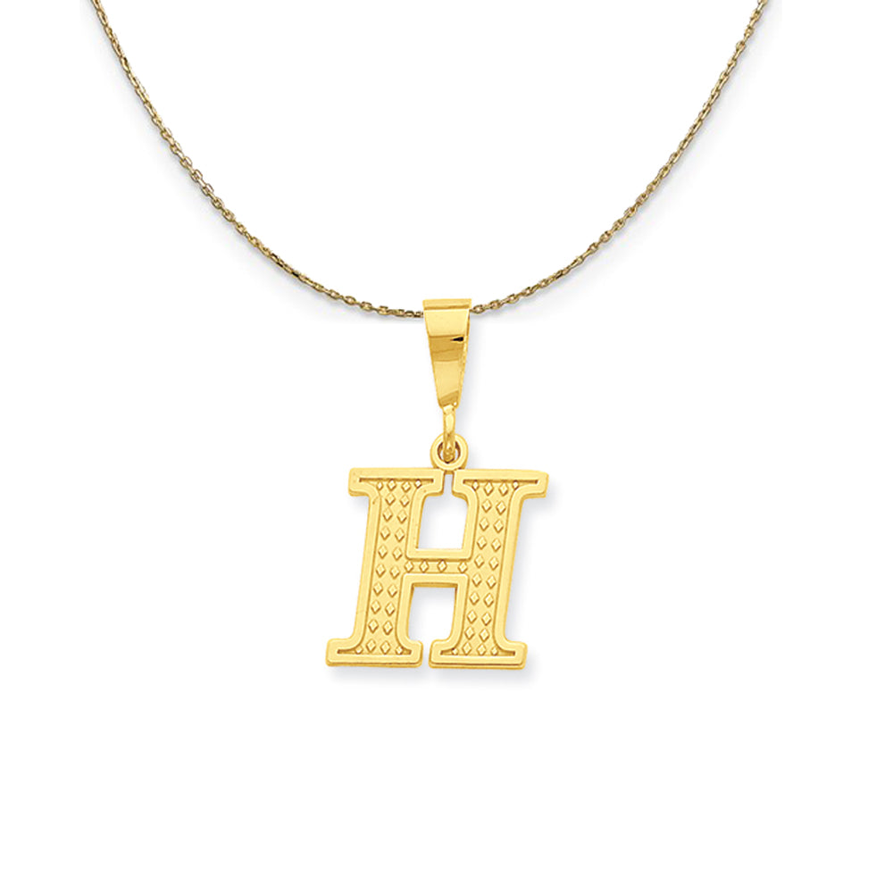 14k Yellow Gold, Ashley, Initial H Necklace, Item N19601 by The Black Bow Jewelry Co.