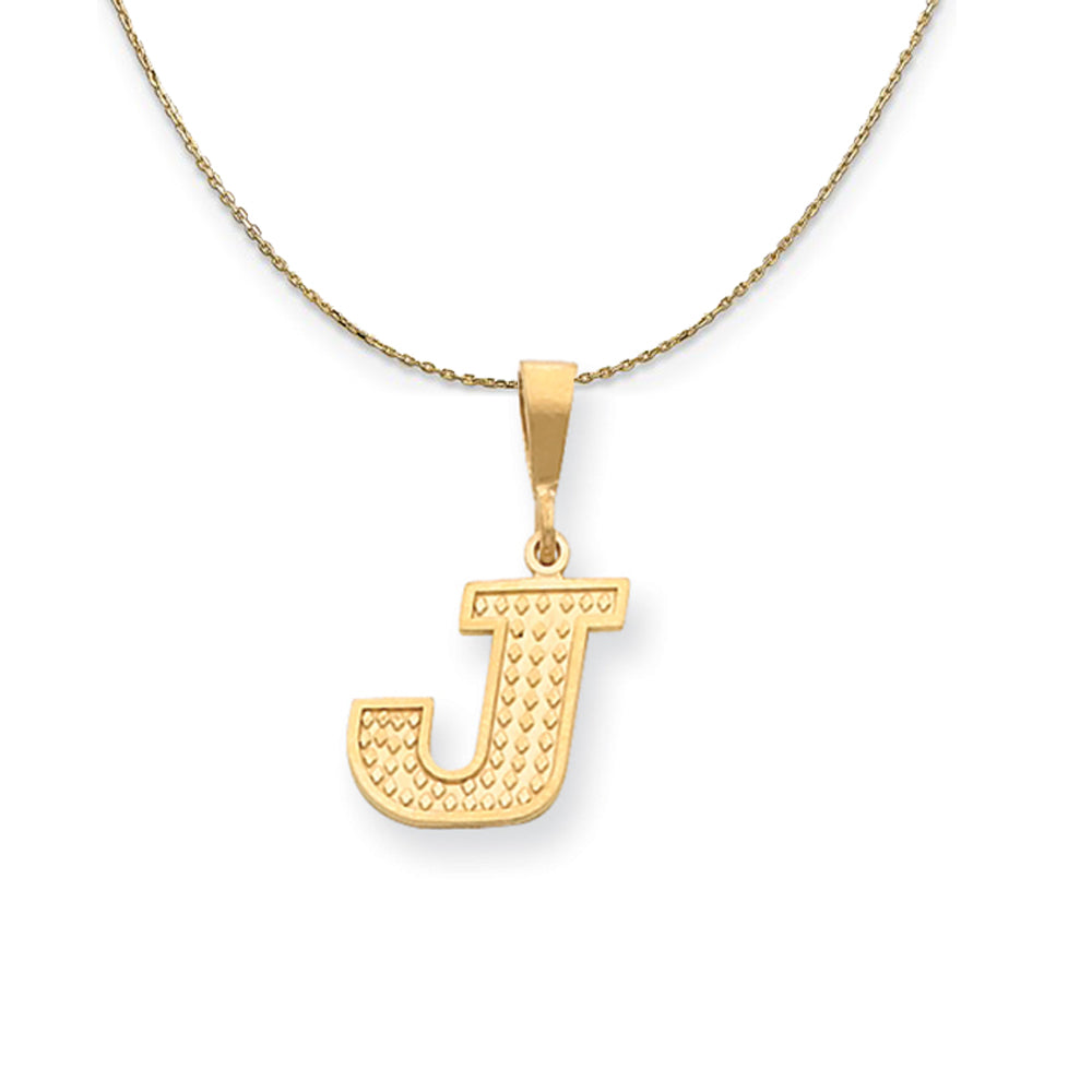 14k Yellow Gold, Ashley, Initial J Necklace, Item N19603 by The Black Bow Jewelry Co.