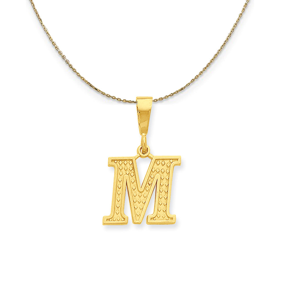 14k Yellow Gold, Ashley, Initial M Necklace, Item N19606 by The Black Bow Jewelry Co.