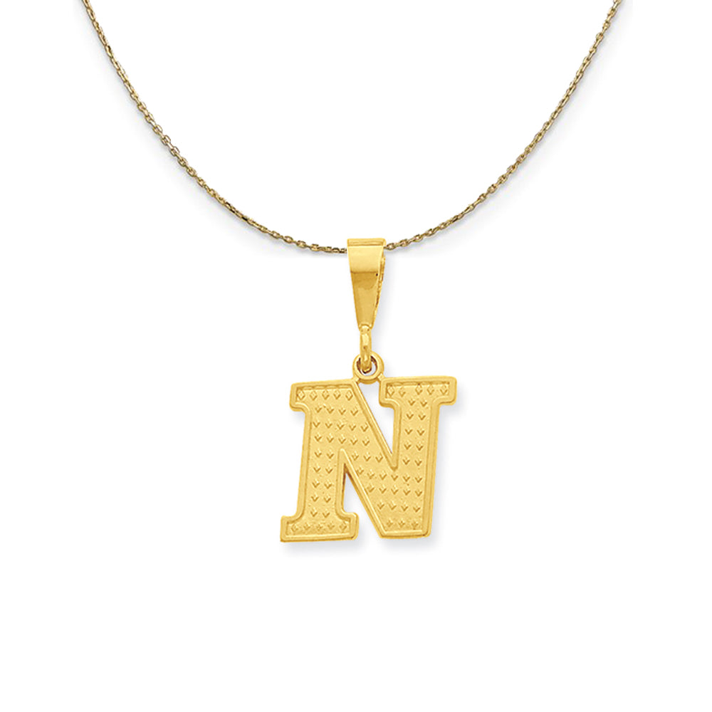 14k Yellow Gold, Ashley, Initial N Necklace, Item N19607 by The Black Bow Jewelry Co.
