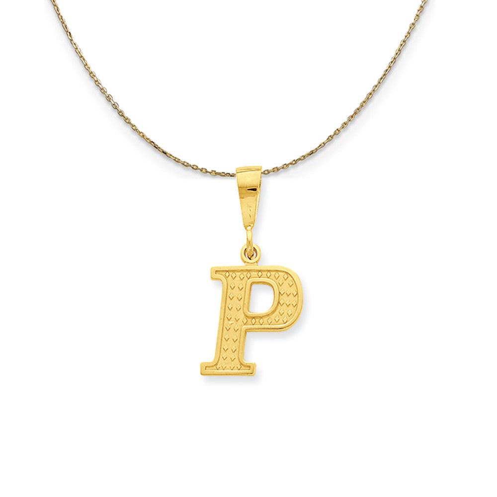 14k Yellow Gold, Ashley, Initial P Necklace, Item N19609 by The Black Bow Jewelry Co.