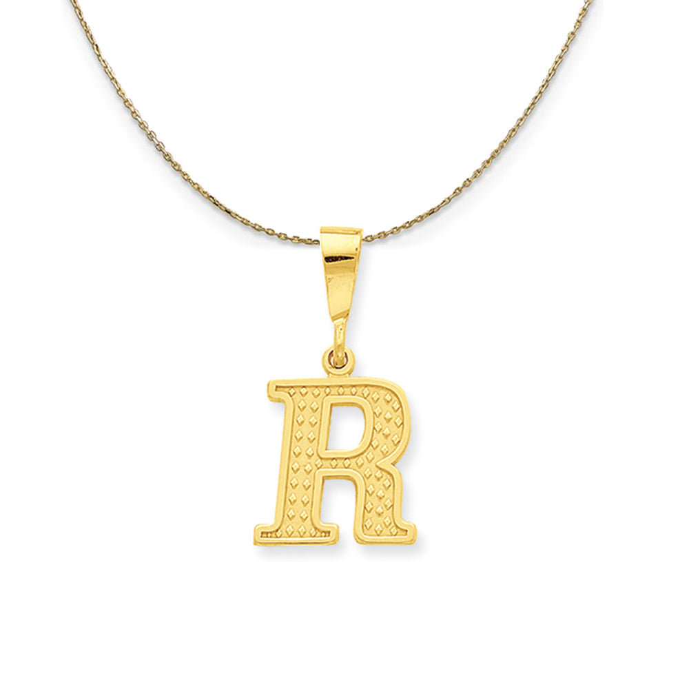 14k Yellow Gold, Ashley, Initial R Necklace, Item N19610 by The Black Bow Jewelry Co.