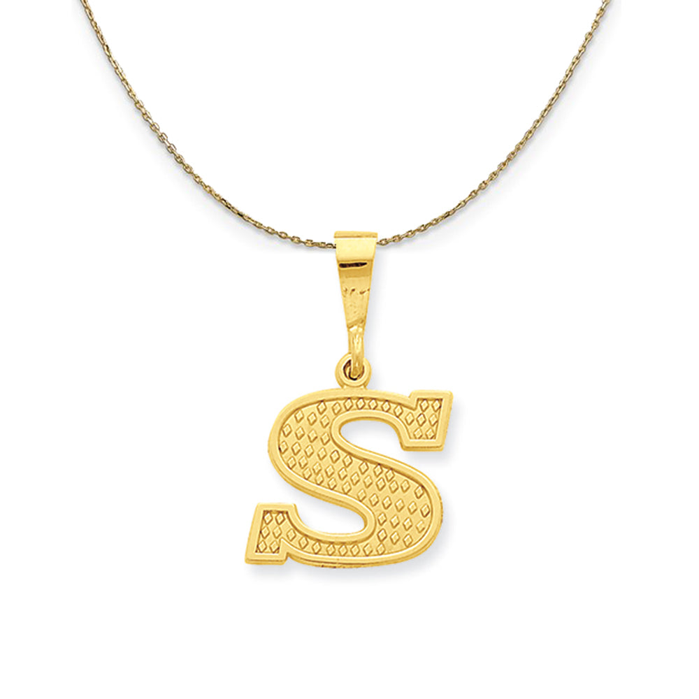 14k Yellow Gold, Ashley, Initial S Necklace, Item N19611 by The Black Bow Jewelry Co.