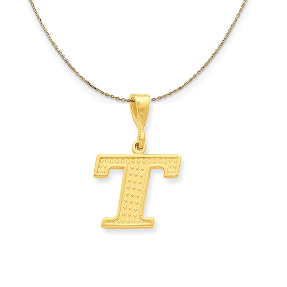 14k Yellow Gold, Ashley, Initial T Necklace, Item N19612 by The Black Bow Jewelry Co.