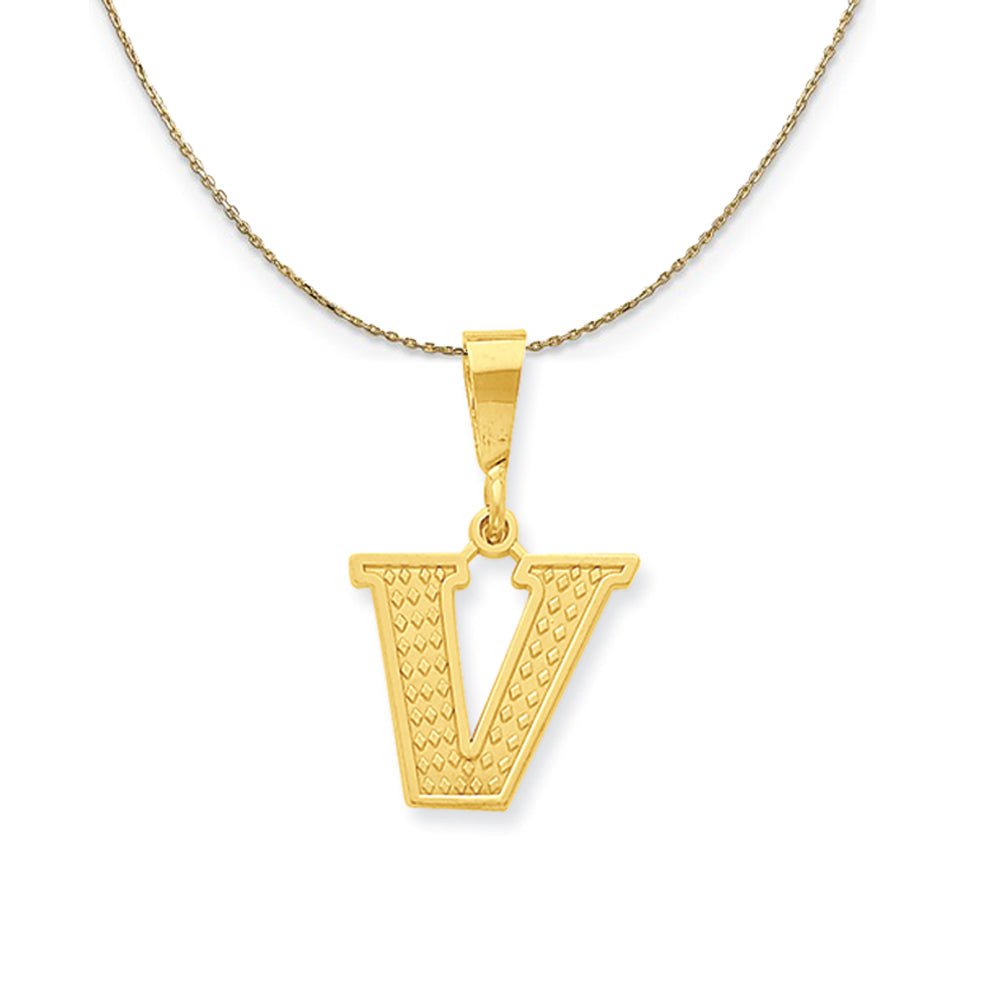 14k Yellow Gold, Ashley, Initial V Necklace, Item N19613 by The Black Bow Jewelry Co.