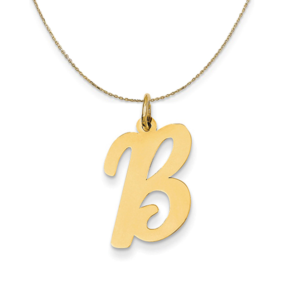14k Yellow Gold Madison LG Classic Script Initial B Necklace, Item N19637 by The Black Bow Jewelry Co.