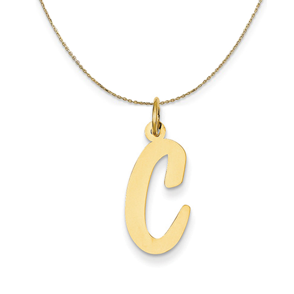 14k Yellow Gold Madison LG Classic Script Initial C Necklace, Item N19638 by The Black Bow Jewelry Co.