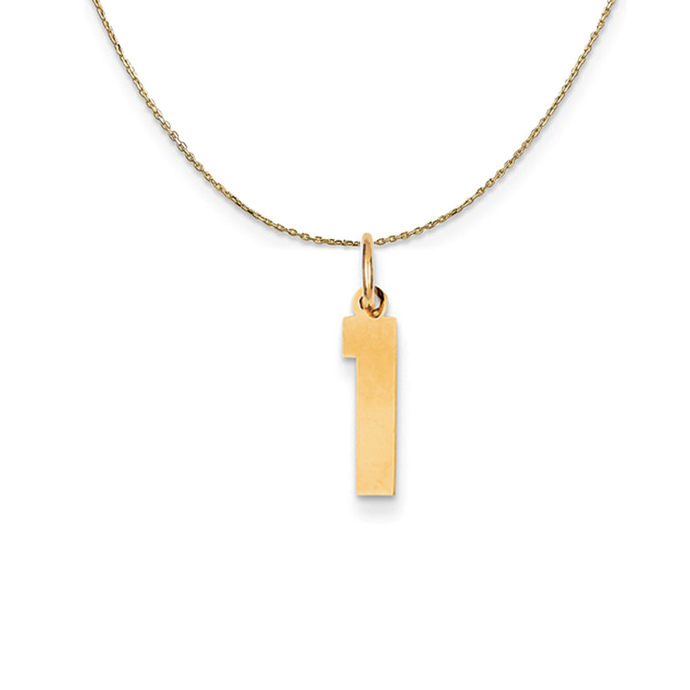 14k Yellow Gold, Athletic, Sm Polished Number 1 Necklace, Item N19676 by The Black Bow Jewelry Co.