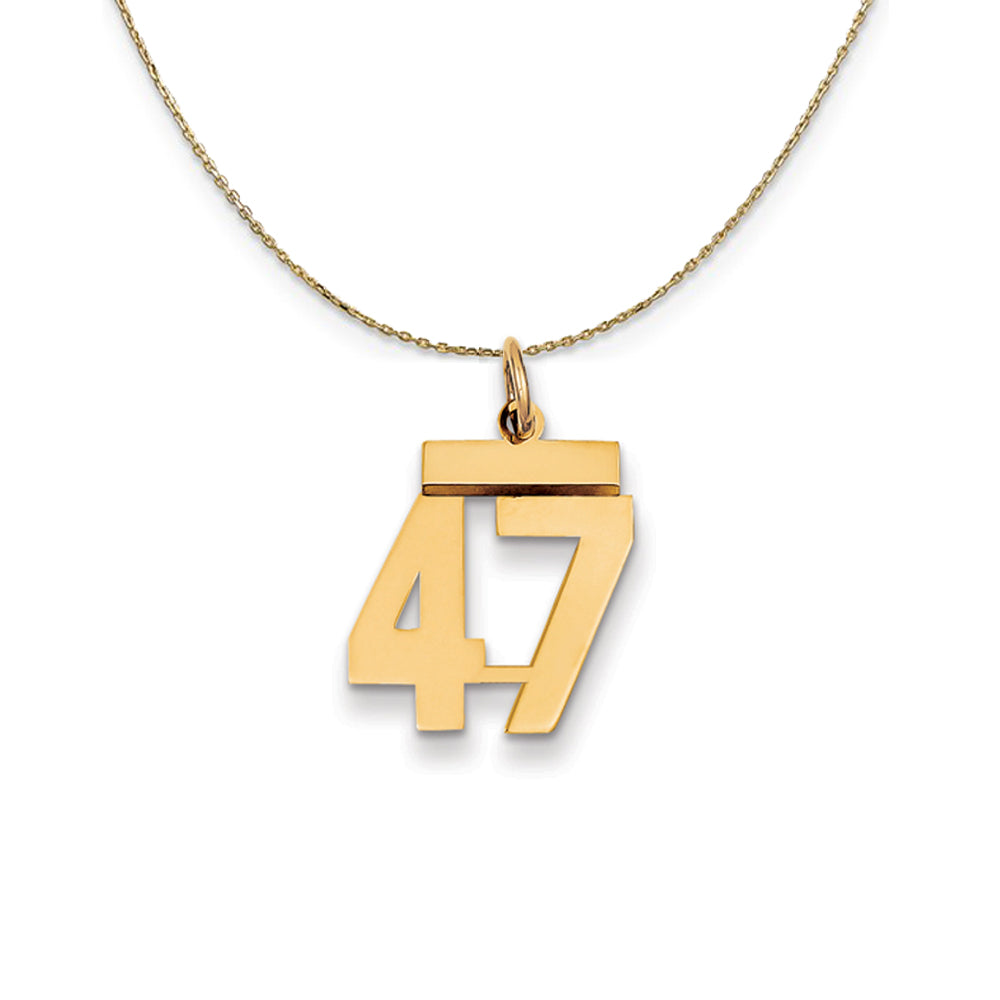 14k Yellow Gold, Athletic, Sm Polished Number 47 Necklace, Item N19717 by The Black Bow Jewelry Co.