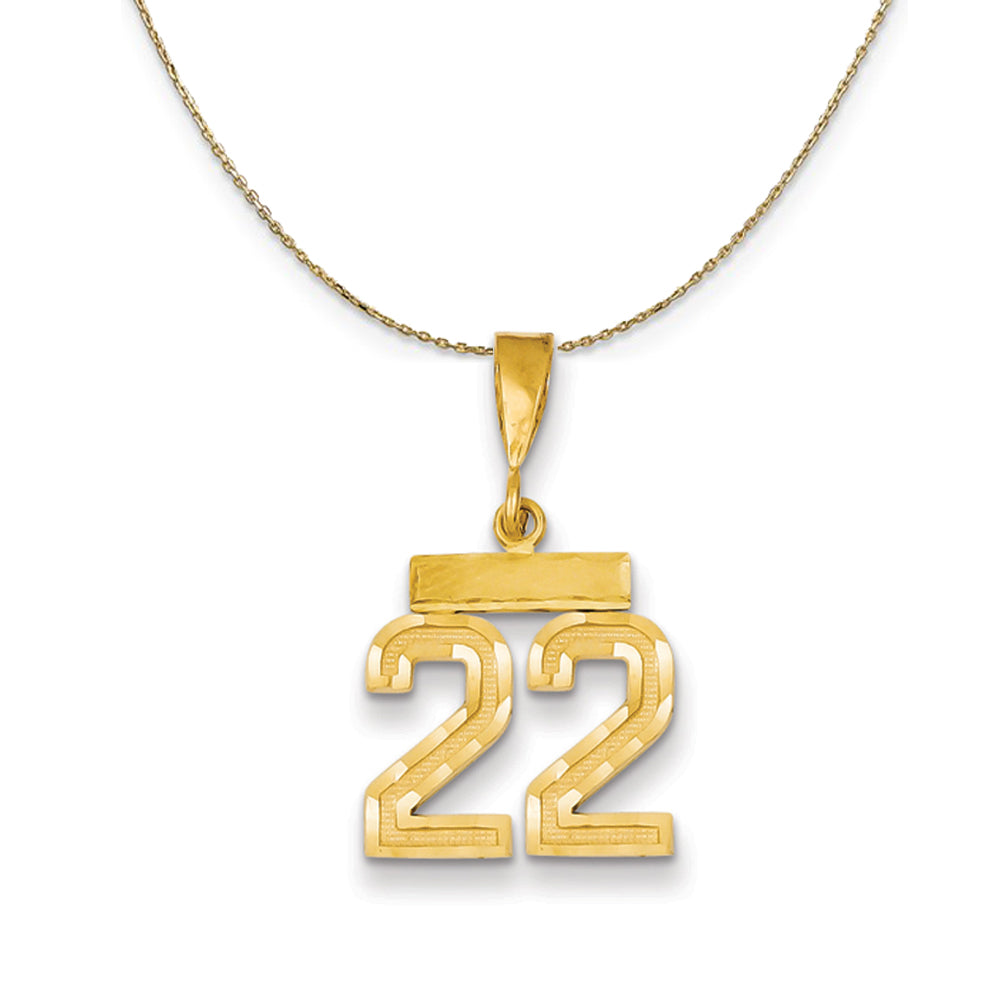 14k Yellow Gold, Varsity, Sm D/C Necklace Number 22, Item N19890 by The Black Bow Jewelry Co.