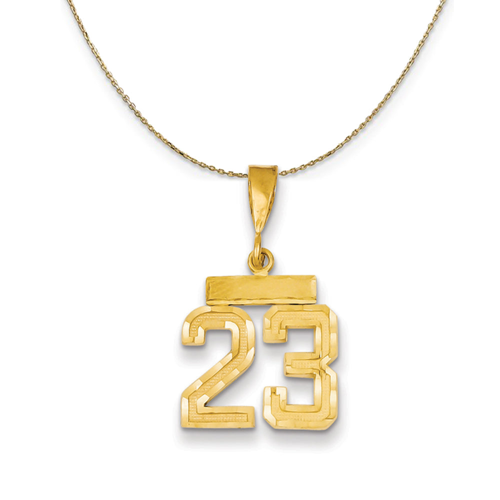 14k Yellow Gold, Varsity, Sm D/C Necklace Number 23, Item N19891 by The Black Bow Jewelry Co.