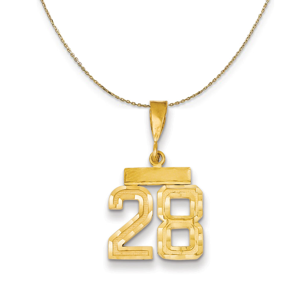 14k Yellow Gold, Varsity, Sm D/C Necklace Number 28, Item N19896 by The Black Bow Jewelry Co.