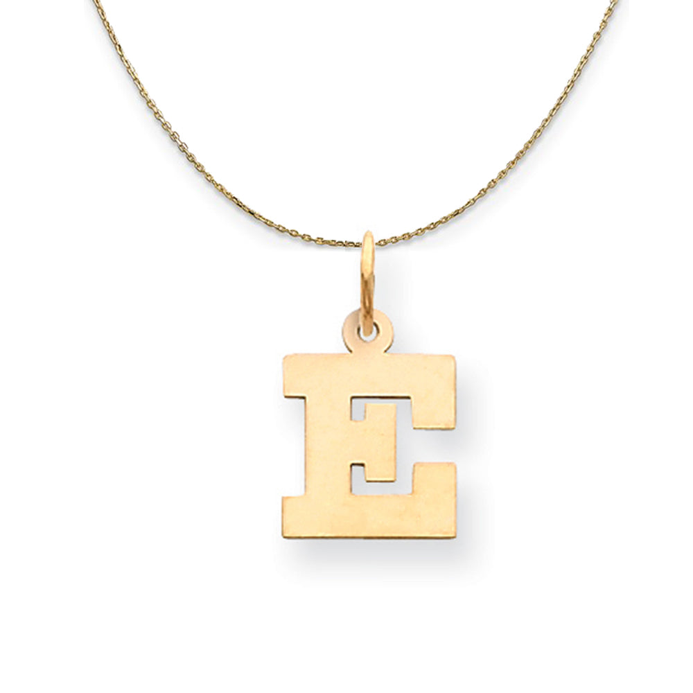 14k Yellow Gold, Amanda, Sm Block Initial E Necklace, Item N19979 by The Black Bow Jewelry Co.