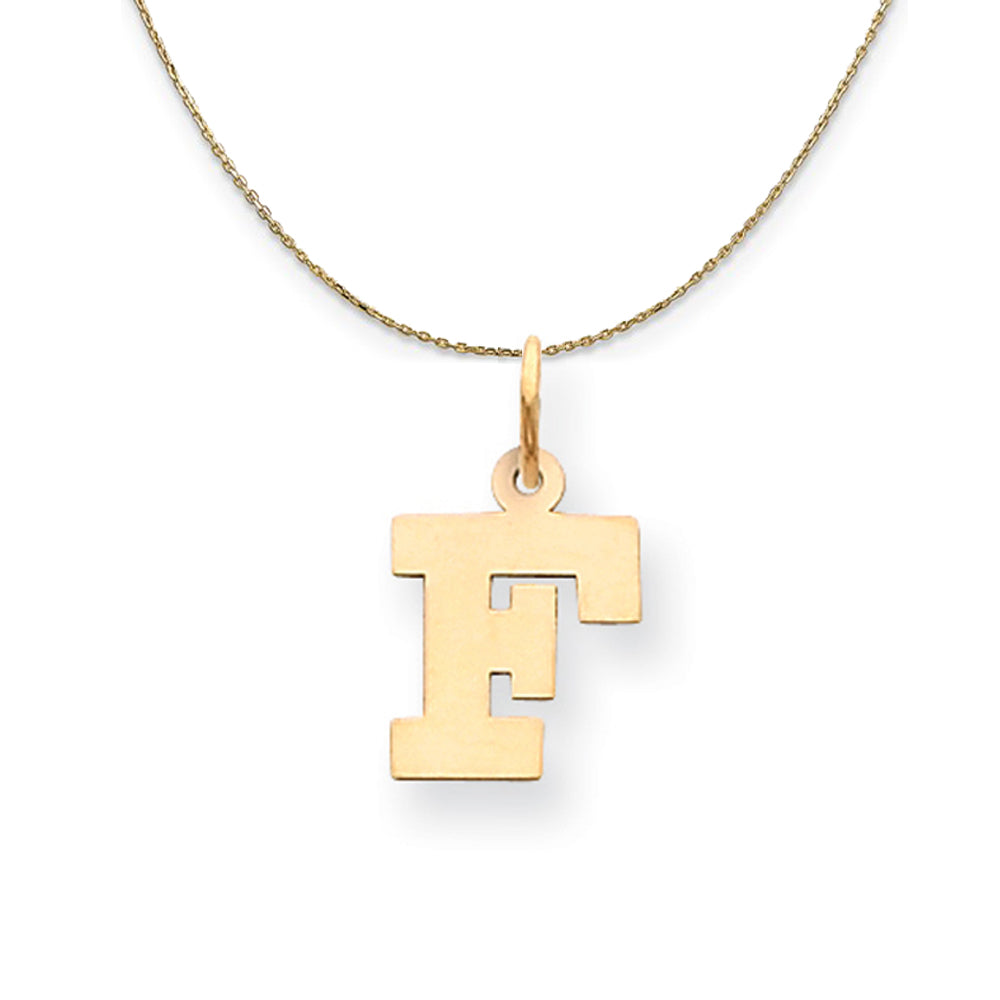 14k Yellow Gold, Amanda, Sm Block Initial F Necklace, Item N19980 by The Black Bow Jewelry Co.