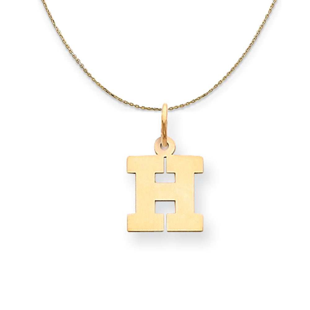 14k Yellow Gold, Amanda, Sm Block Initial H Necklace, Item N19982 by The Black Bow Jewelry Co.