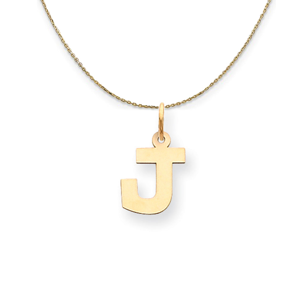 14k Yellow Gold, Amanda, Sm Block Initial J Necklace, Item N19984 by The Black Bow Jewelry Co.
