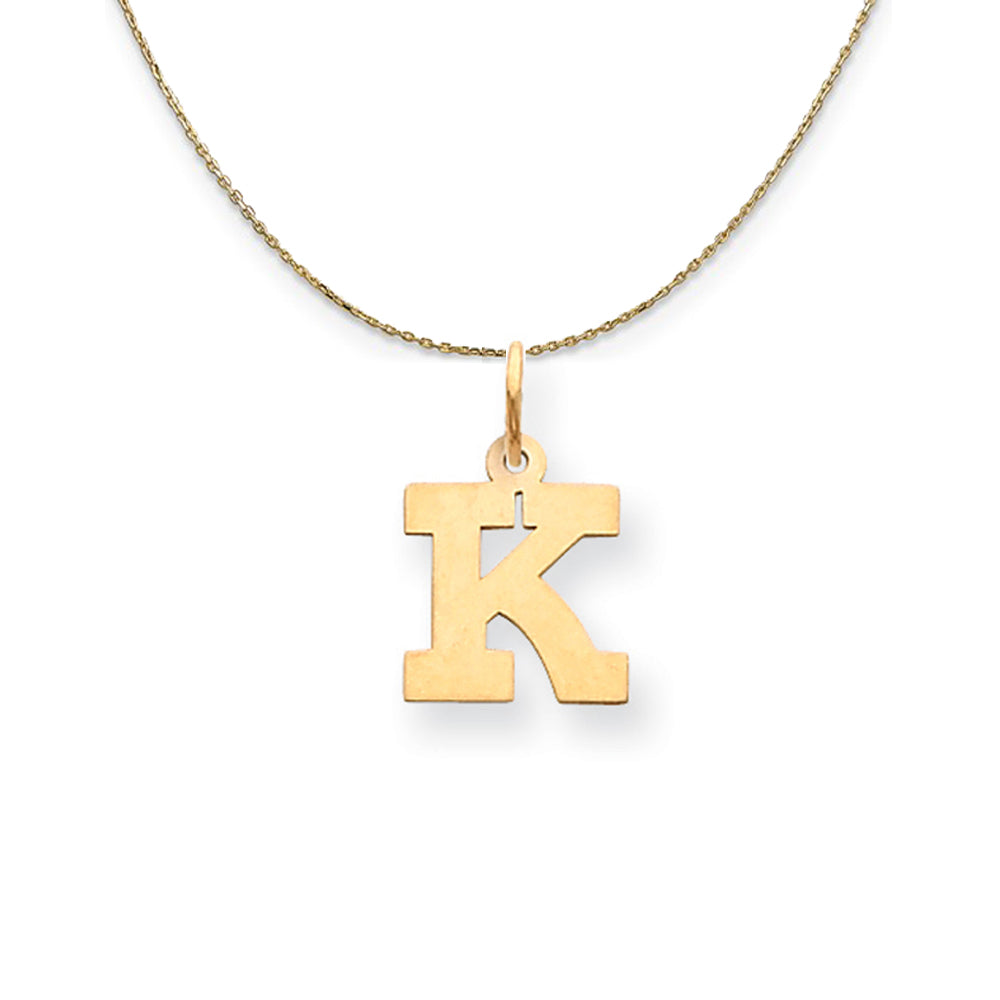 14k Yellow Gold, Amanda, Sm Block Initial K Necklace, Item N19985 by The Black Bow Jewelry Co.