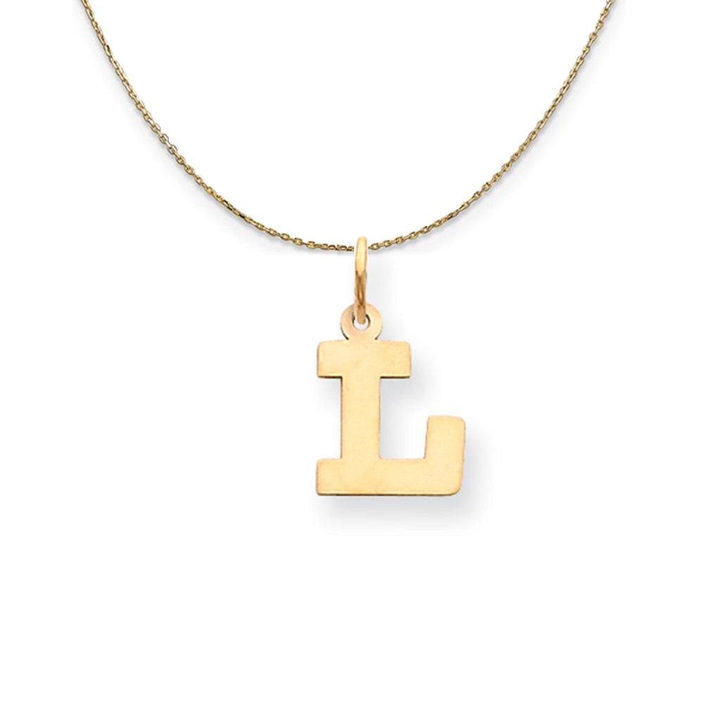 14k Yellow Gold, Amanda, Sm Block Initial L Necklace, Item N19986 by The Black Bow Jewelry Co.