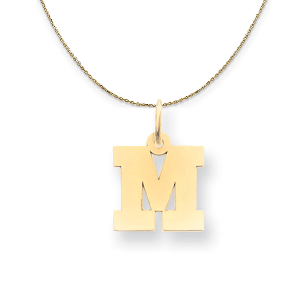 14k Yellow Gold, Amanda, Sm Block Initial M Necklace, Item N19987 by The Black Bow Jewelry Co.