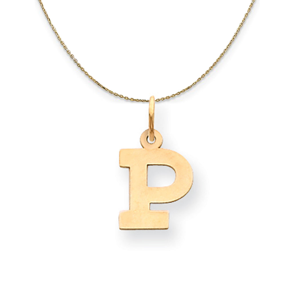 14k Yellow Gold, Amanda, Sm Block Initial P Necklace, Item N19990 by The Black Bow Jewelry Co.