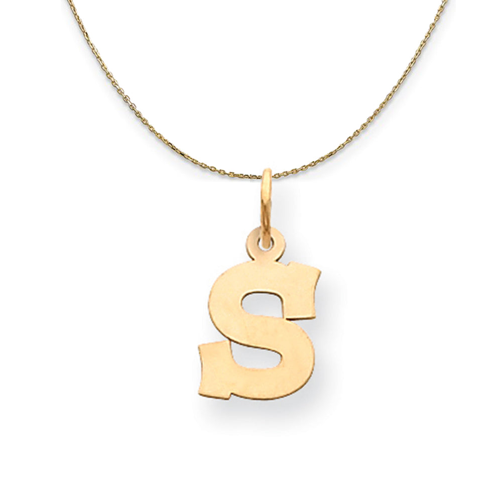 14k Yellow Gold, Amanda, Sm Block Initial S Necklace, Item N19992 by The Black Bow Jewelry Co.