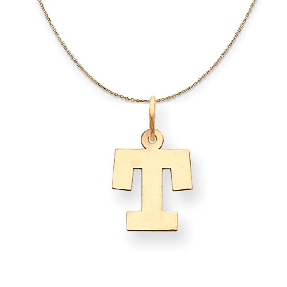 14k Yellow Gold, Amanda, Sm Block Initial T Necklace, Item N19993 by The Black Bow Jewelry Co.