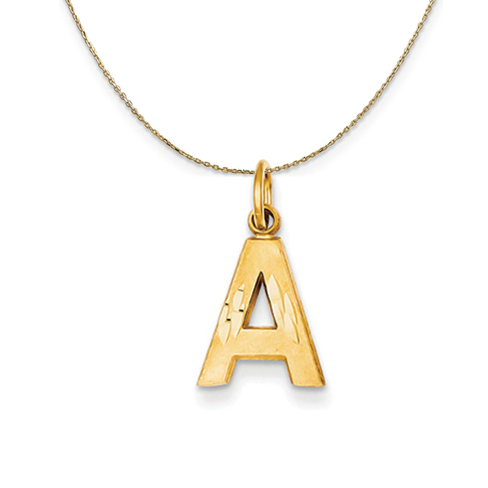 14k Yellow Gold, Julia, Sm Satin Block Initial A Necklace, Item N20016 by The Black Bow Jewelry Co.