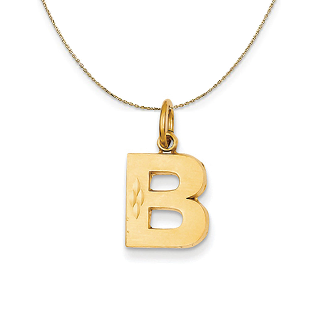 14k Yellow Gold, Julia, Sm Satin Block Initial B Necklace, Item N20017 by The Black Bow Jewelry Co.