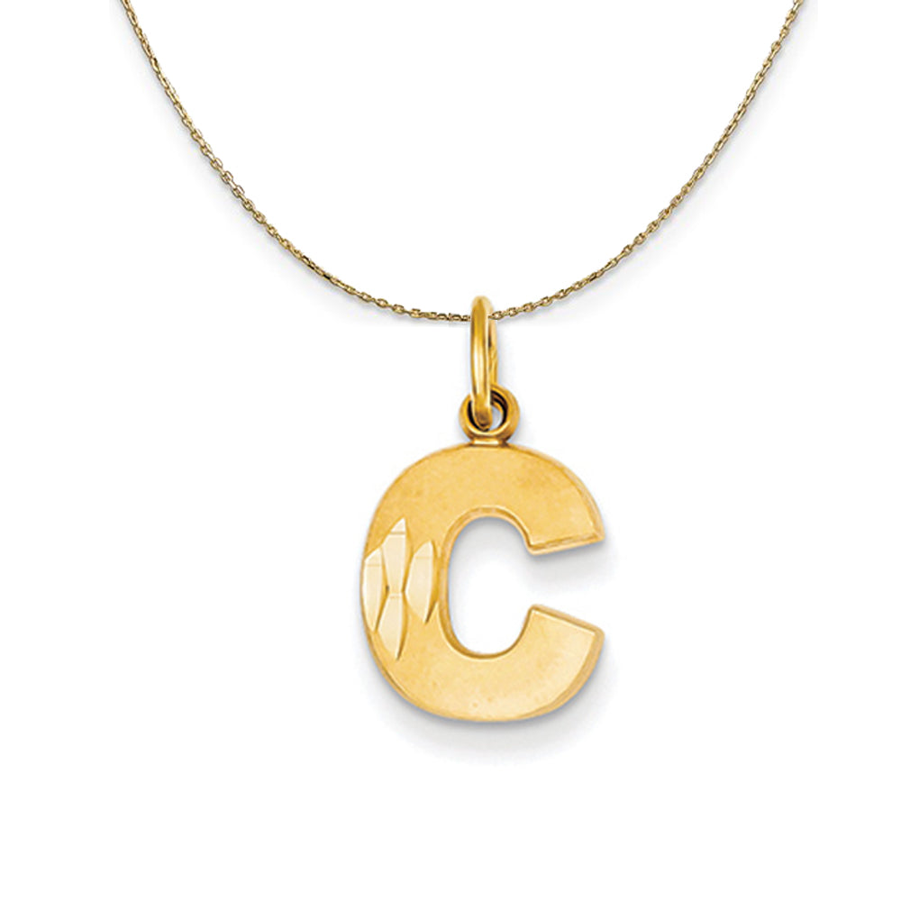 14k Yellow Gold, Julia, Sm Satin Block Initial C Necklace, Item N20018 by The Black Bow Jewelry Co.