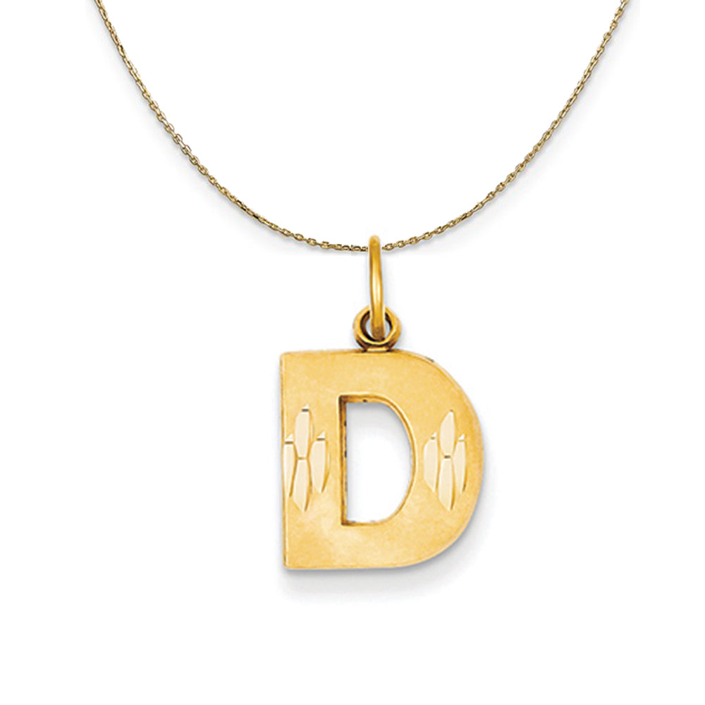14k Yellow Gold, Julia, Sm Satin Block Initial D Necklace, Item N20019 by The Black Bow Jewelry Co.