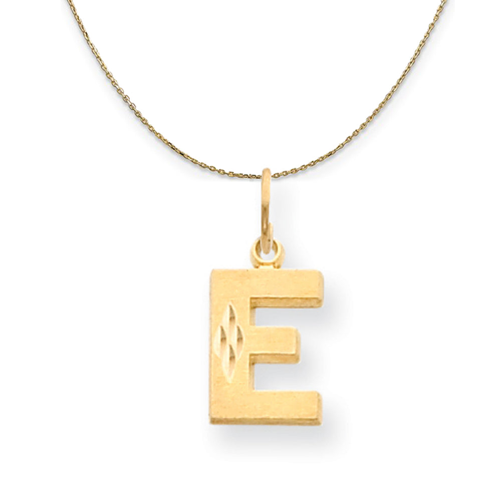 14k Yellow Gold, Julia, Sm Satin Block Initial E Necklace, Item N20020 by The Black Bow Jewelry Co.