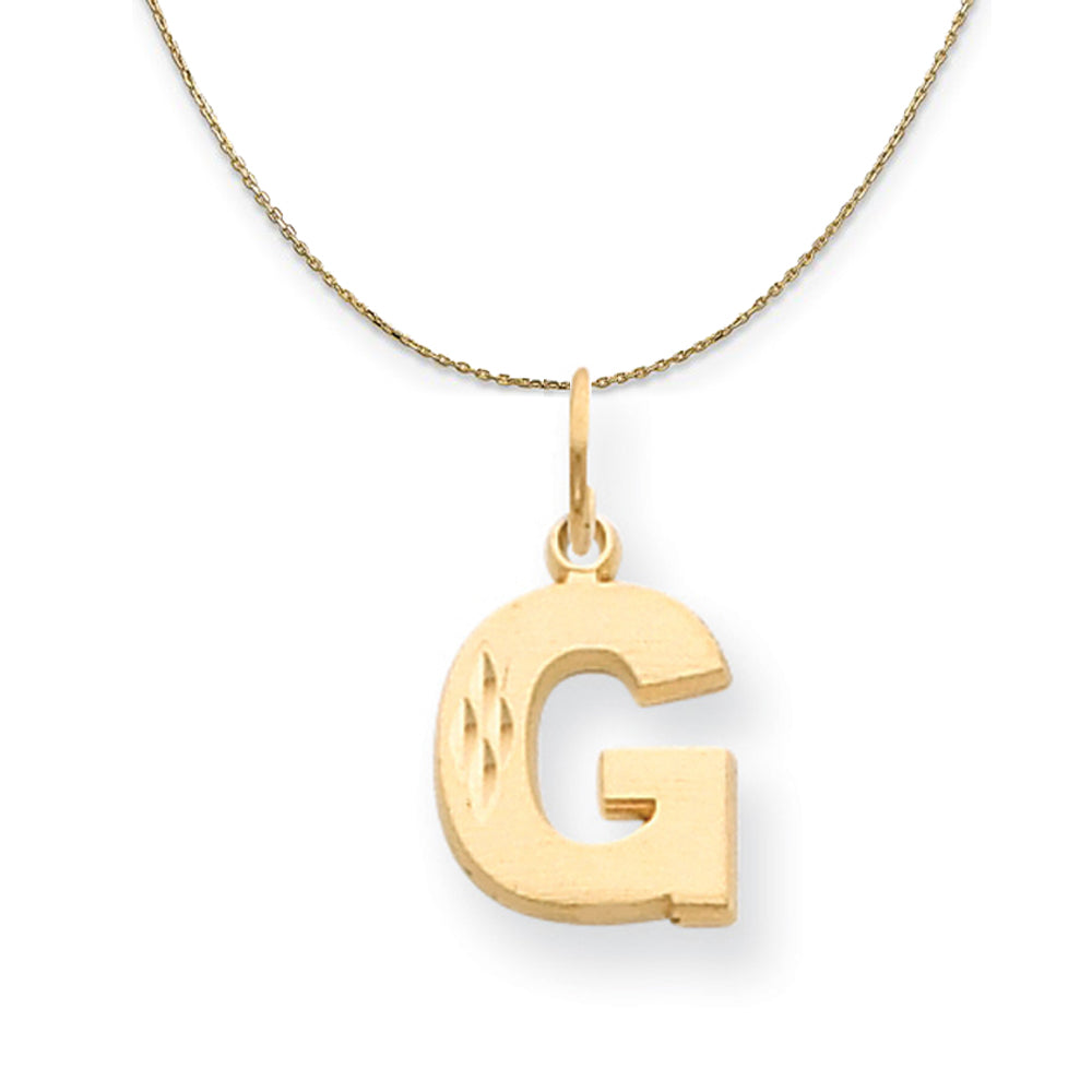 14k Yellow Gold, Julia, Sm Satin Block Initial G Necklace, Item N20022 by The Black Bow Jewelry Co.