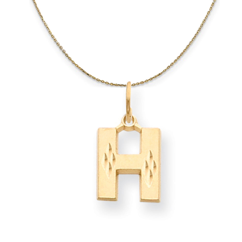 14k Yellow Gold, Julia, Sm Satin Block Initial H Necklace, Item N20023 by The Black Bow Jewelry Co.