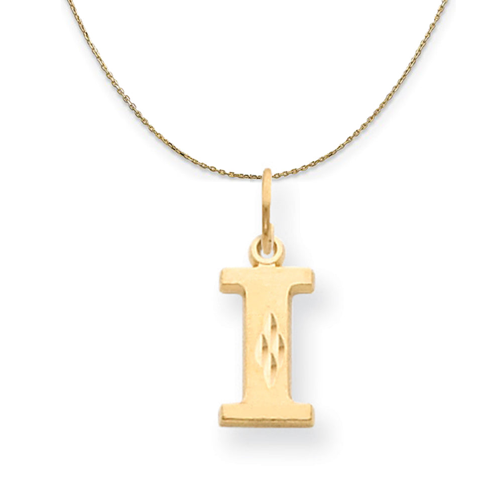 14k Yellow Gold, Julia, Sm Satin Block Initial I Necklace, Item N20024 by The Black Bow Jewelry Co.
