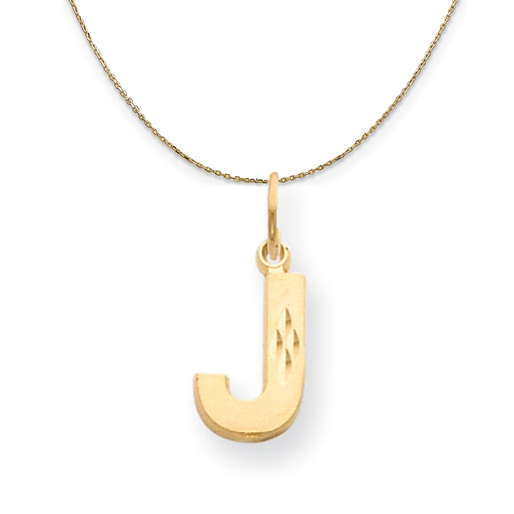 14k Yellow Gold, Julia, Sm Satin Block Initial J Necklace, Item N20025 by The Black Bow Jewelry Co.