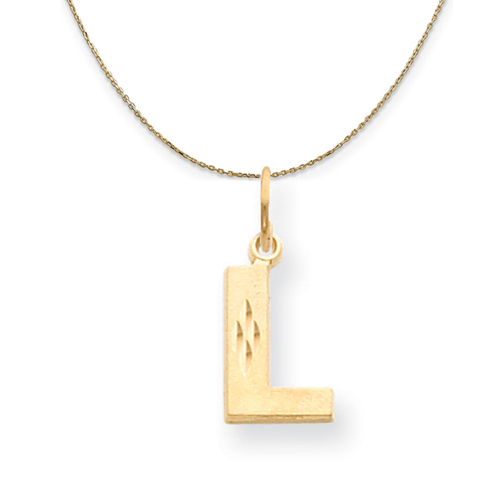 14k Yellow Gold, Julia, Sm Satin Block Initial L Necklace, Item N20027 by The Black Bow Jewelry Co.