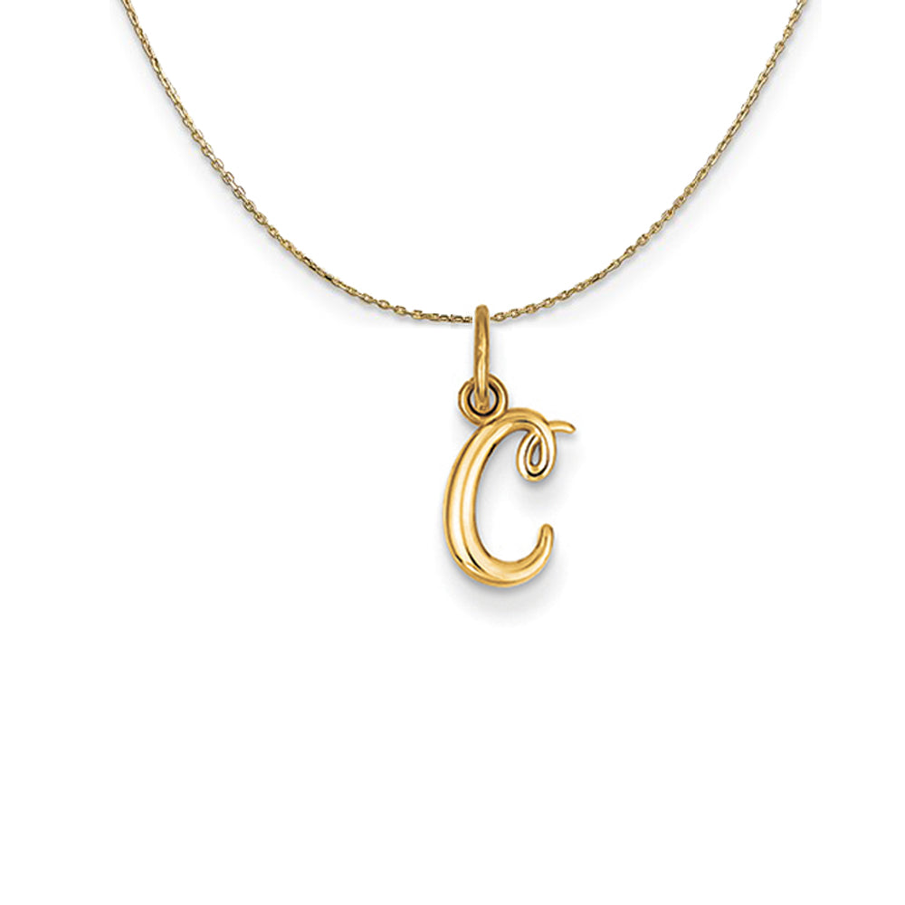14k Yellow Gold, Claire Mini Lower Case Initial C Necklace, Item N20039 by The Black Bow Jewelry Co.