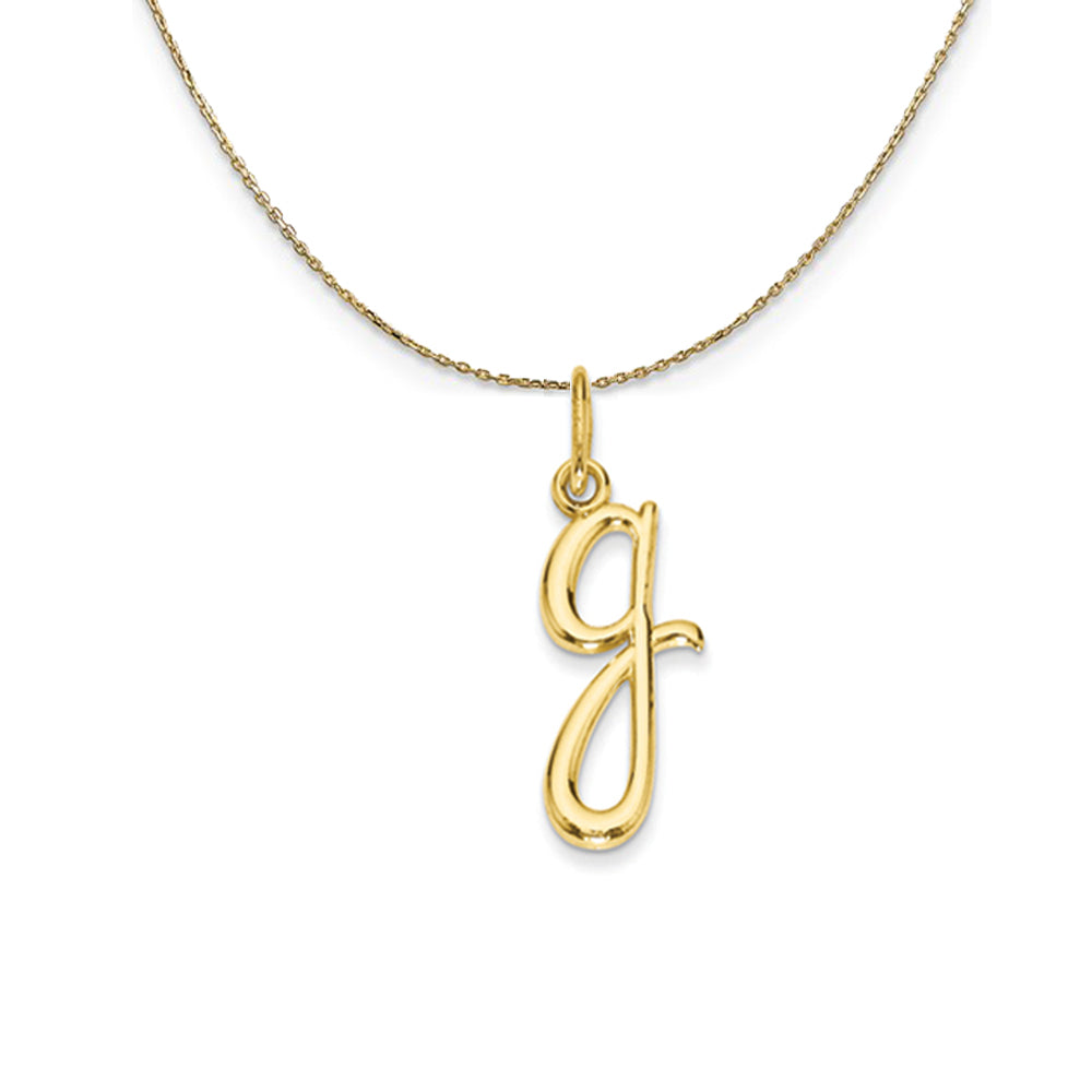14k Yellow Gold Elegant Script Letter G Cursive Initial Pendant with F |  Jewelry America